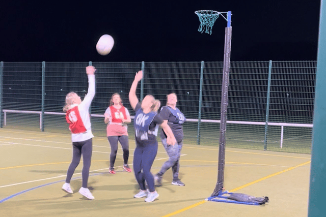 Sheila playing netball in Portsmouth.