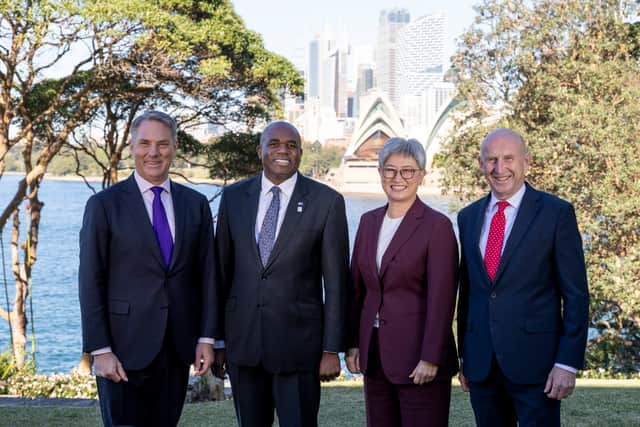 From L: Richard Marles MP, deputy prime minister of Australia and Minister for Defence, foreign secretary David Lammy, senator the hon Penny Wong, Australian minister for foreign affairs, and defence secretary John Healey.