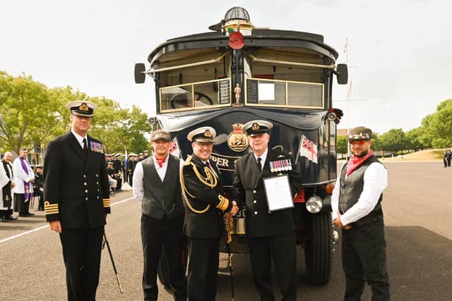 The historic 1930 Super Sentinel steam waggon celebrates its 95th birthday at the ceremony.