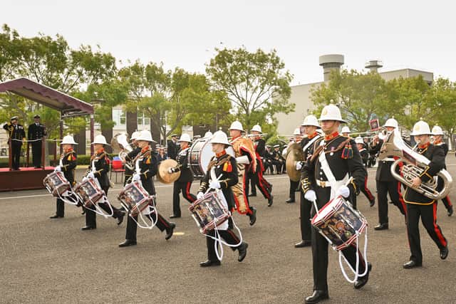 The RM Band Collingwood perform as part of formal proceedings at HMS Sultan.
