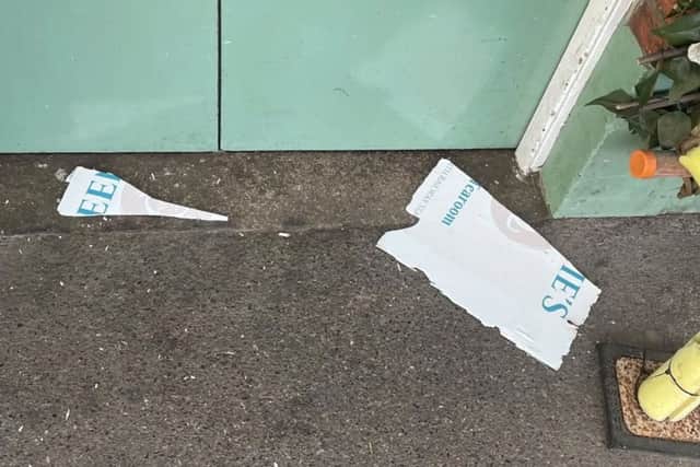 Queenie's Vintage Tearoom has been the victim of a vandalism incident after its hanging sign was torn in two last week.