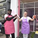 Ra Marskell and Brian Rattan, owners of For Bakes Sake, officially open the doors in Gosport High Street.

Picture: Sarah Standing (250725-7323)