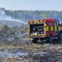 A 4x4 fire vehicle tackling a wildfire in Hampshire