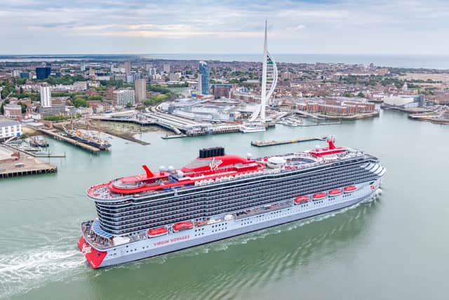Virgin Voyages cruise ship Scarlet Lady making her return to Portsmouth after four years away.