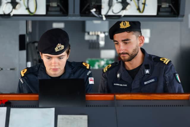 Royal Navy personnel aboard HMS Prince of Wales.