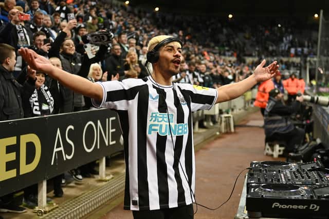 Schak plays music inside the stadium prior to the Carabao Cup Semi Final 2nd Leg match between Newcastle United and Southampton at St James' Park on January 31, 2023 in Newcastle upon Tyne, England.