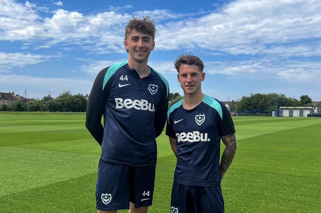Former Sydney FC team-mates Hayden Matthews and Adrian Segegic have been reunited at Fratton Park this summer. Picture: Portsmouth FC