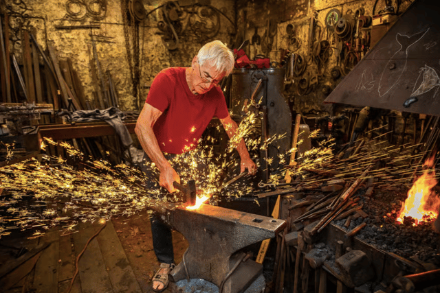 Blacksmith Pete Clutterbuck says the work 'just keeps coming'.