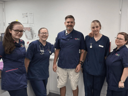 Vets for Pets Portsmouth Practice Owner, Dr. Justyn Loveridge and his team.
