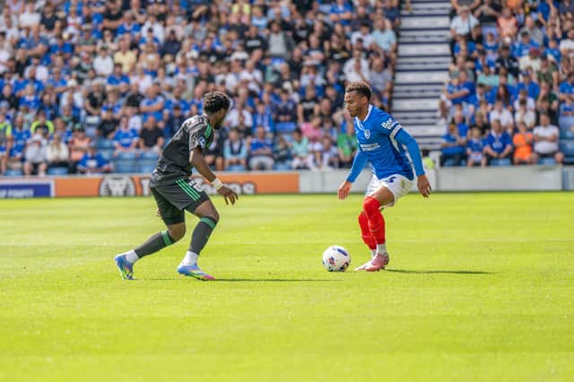 Josh Murphy on the attack for Pompey against PEC Zwolle. Picture: Steve Bailey/ProSportsImages