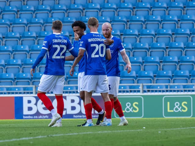 Florian Bianchini is congratulated after setting up Thomas Waddingham's 89th-minute winner against PEC Zwolle. Picture: Steve Bailey/ProSportsImages