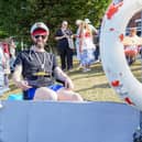 George Stephens on his second placed raft at the Jolly Roger Raft Race.