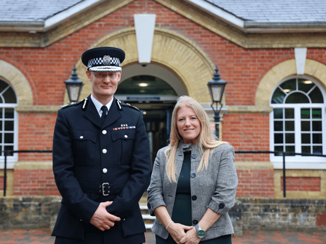 Chief Constable Alexis Boon, alongside Police and Crime Commissioner Donna Jones.