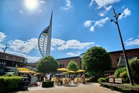The sunny weather has seen shoppers flock to Gunwharf Quays this summer.