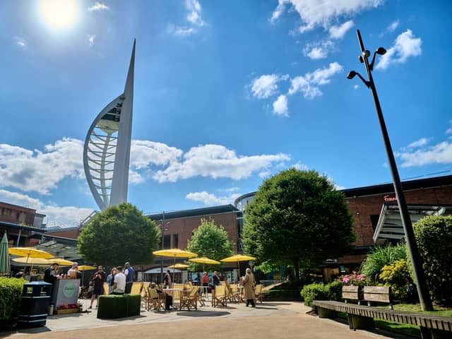 The sunny weather has seen shoppers flock to Gunwharf Quays this summer.