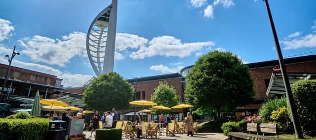 The sunny weather has seen shoppers flock to Gunwharf Quays this summer.