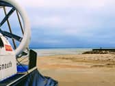 The view back to Portsmouth from Ryde as Hovertravel celebrated its 60th birthday with a commemorative flight in the Solent. 