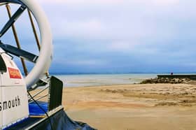 The view back to Portsmouth from Ryde as Hovertravel celebrated its 60th birthday with a commemorative flight in the Solent. 