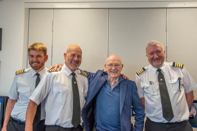 Hovertravel pilots old and new (left to right) Ben Avery, Steve Attrill, Brian Leach and Peter Mulhern