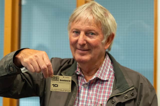 One of Hovertravel's first customers Alan Leach with his original 10 shilling ticket