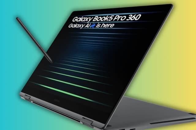 The Samsung Galaxy Book5 Pro 360 includes a vivid 16-inch touchscreen and S Pen support