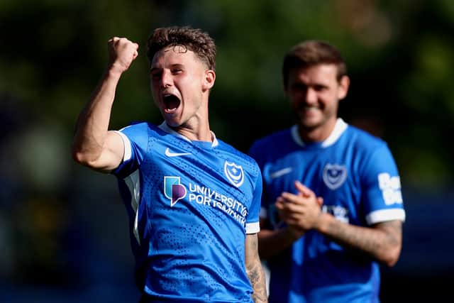 Adrian Segecic celebrates his goal against Oxford United