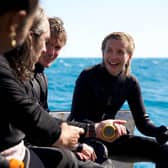 Shark! Celebrity Infested Waters cast: Ross, Dougie and Rachel