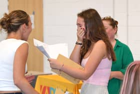 A-Level results at King's Academy Bay House School in Gosport. 

Pictured: (Left to right) Ailsa Robb with three B grades and Molly Tuck 18 celebrates getting A*,A, A

Picture: Paul Jacobs/pictureexclusive.com