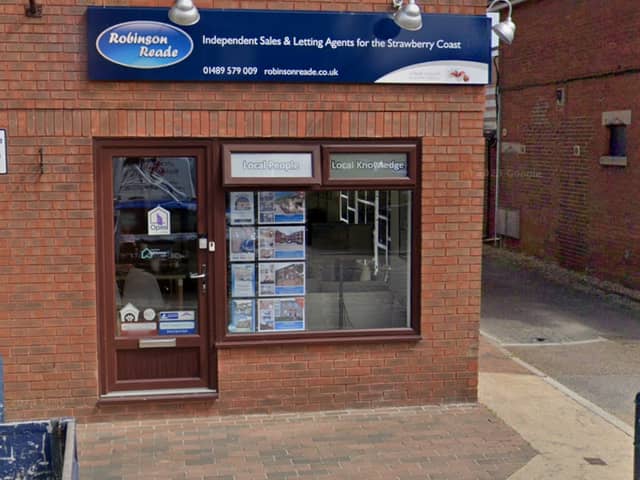 A black Skoda ploughed into an estate agents in Park Gate. Fareham.