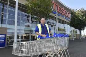 Steven Abbott (66) is retiring from Tesco in Havant, after 45 years collecting the trolleys.

Picture: Sarah Standing (150825-8646)