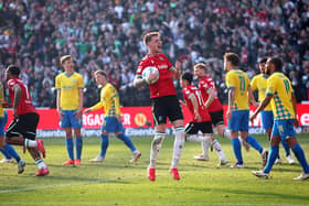 Pompey target Josh Knight celebrates a goal for Hannover 96 in March. Pic:Getty Images