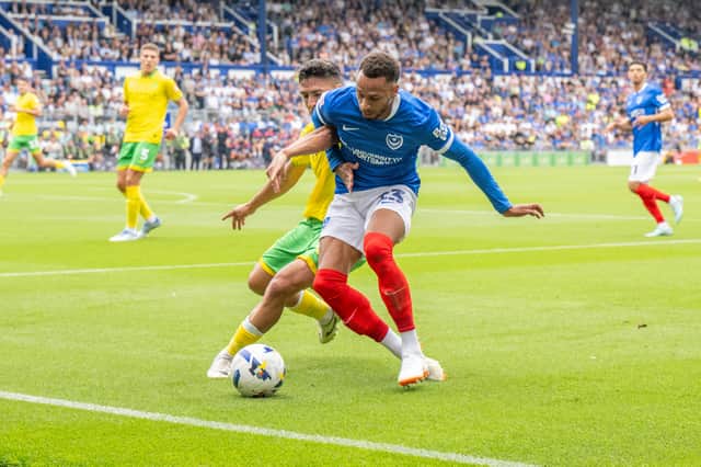 Josh Murphy made his Pompey return from injury in their 2-1 defeat to Norwich on Saturday. Picture: Steve Bailey/ProSportsImages