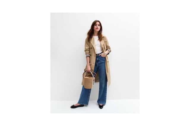 Stone Double Breasted Trench Coat