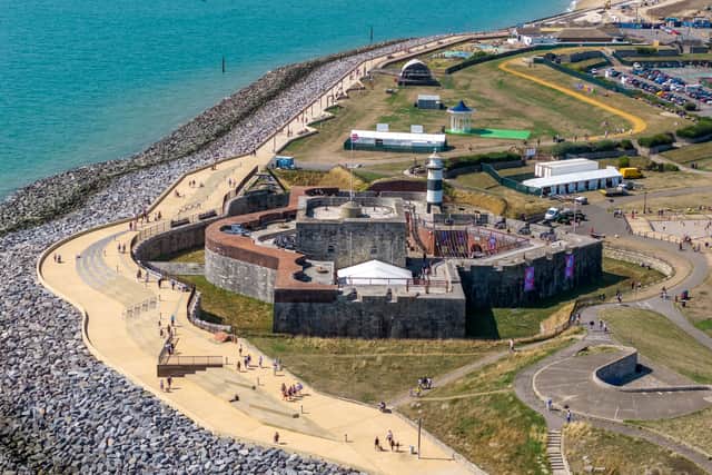 A whopping 145,000 tonnes of rocks were placed around Southsea Castle.