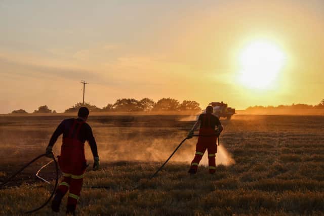 Firefighters battling the blaze at a farm in Finchdean.