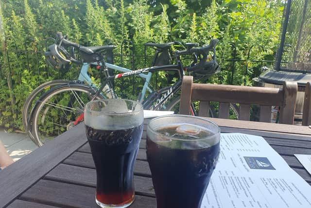 Water, water everywhere - and yet not a pint of alcohol to drink. I stayed on the Coke during a much-needed fuelling rest at The New Inn in Shalfleet