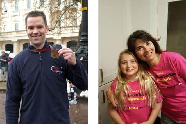Esme Smith is taking on a 25.5 mile charity walk to raise money for Brain Tumour Research after being diagnosed with a brain tumour when she was 10. 

Pictured: Esme's uncle, Tim (left) and Esme with her mum, Sally (right)