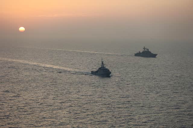 HMS Trent and Wildcat helicopter shadow a Russian destroyer and tankers through the English Channel