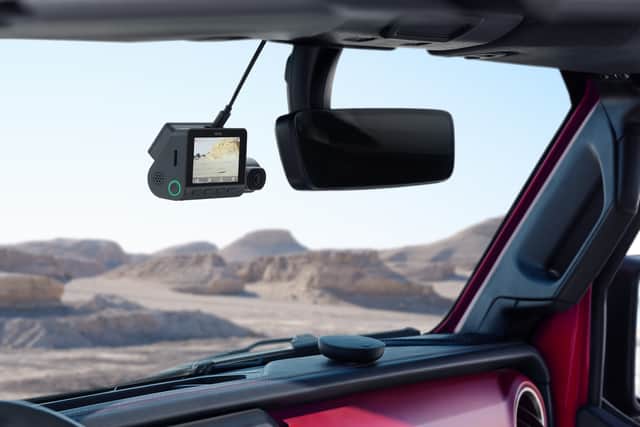 The interior camera is mounted to the main unit - but only records in 1080p, not 4K like the other sensors