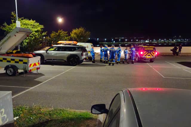 Emergency services, including the Coastguard, turned out to Mountbatten Centre last night.