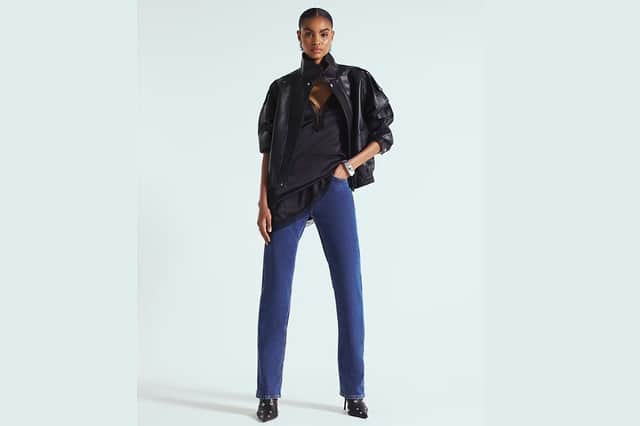 River Island Black Faux Leather Funnel Neck Biker Jacket