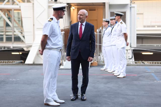 Defence Secretary John Healey onboard the HMS Prince of Wales.