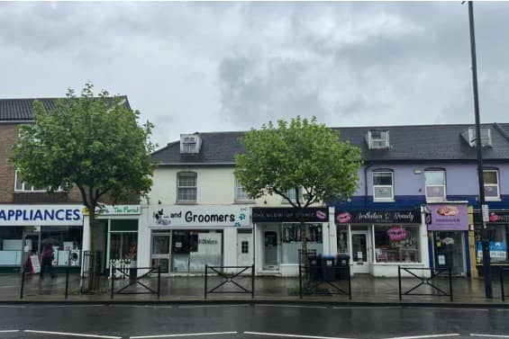 Street scene along West Street, Fareham, with plans submitted to convert maisonette above shops to 6 bedroom HMO