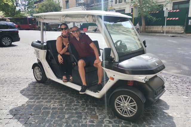 Setting off on the Private Golf Cart Sightseeing Tour booked through GetYourGuide