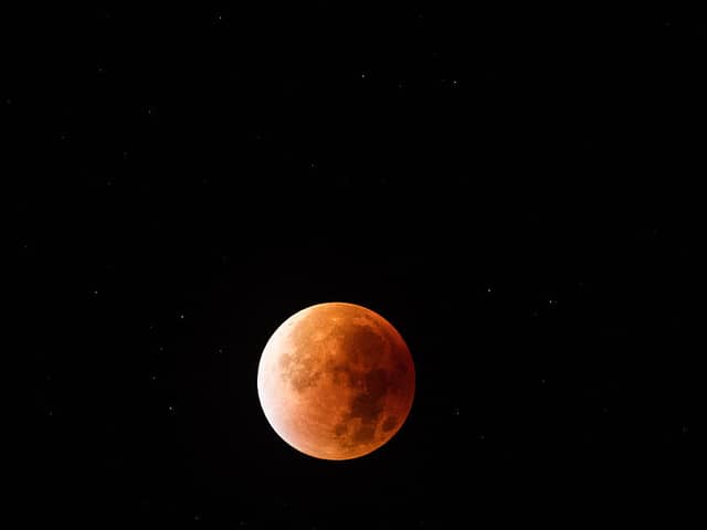A total 'blood moon' lunar eclipse as seen from Glastonbury in 2015