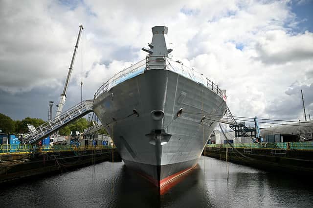The under construction City Class Type 26 frigate HMS Glasgow. The goal is for these vessels to be supplemented with un-crewed ships.