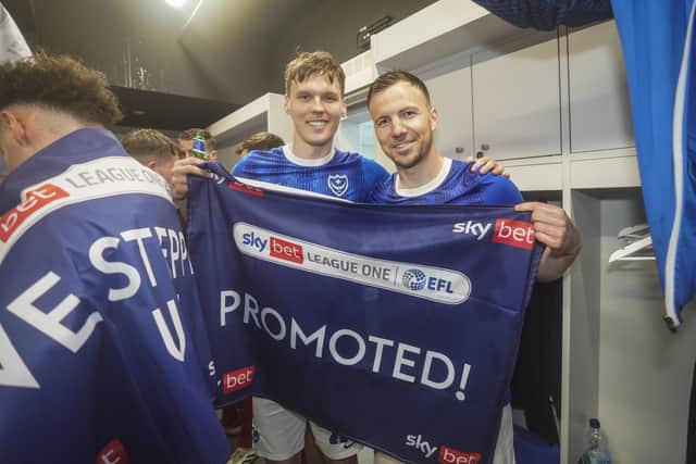 Sean Raggett (left) joined Rotherham in May 2024 after being a key figure in Pompey’s League One title success. Picture: Jason Brown/ProSportsImages