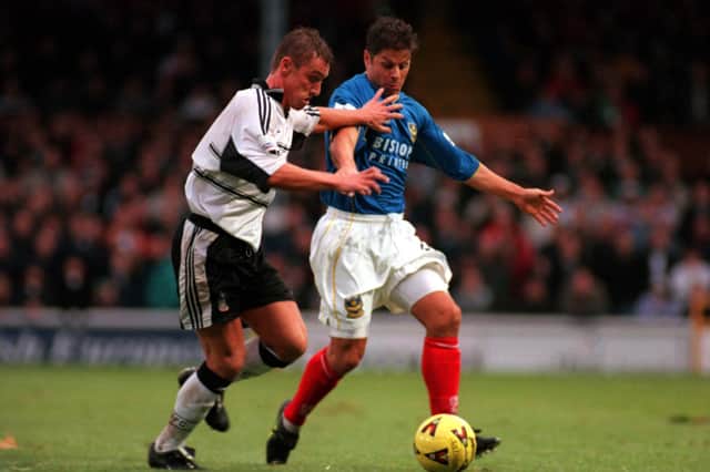 Scott Hiley battles with Fulham's Lee Clark in November 2000. Picture: Ker Robertson/ALLSPORT