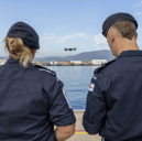 Members of the Gibraltar Squadron flying a drone outside HMNB Gibraltar, with personnel getting to grips with the new UAVs.