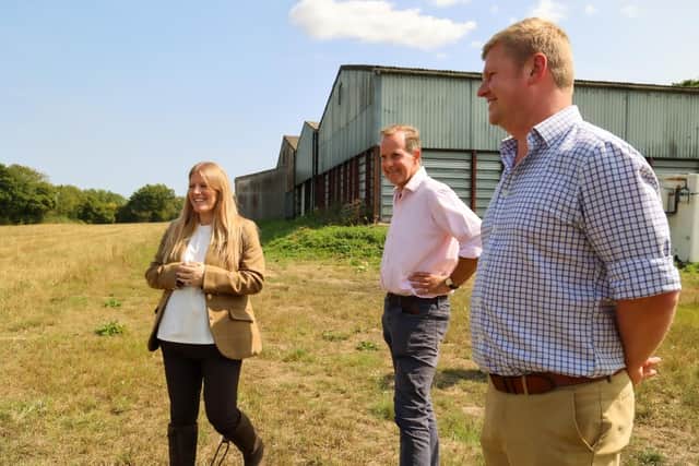 PCC Donna Jones with Mark Thistlethwayte, owner of the Southwick Estate and Tom Carr, Estate Manager at the Southwick Estate.